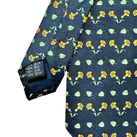 Victor Laurent Silk Navy Floral Tie - Picture 4 of 4